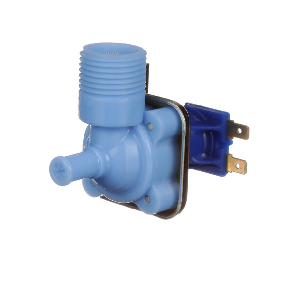 A blue Scotsman water inlet solenoid valve with electrical components.