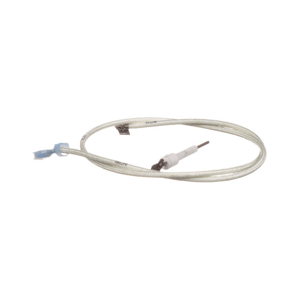 A white cable with a blue end.