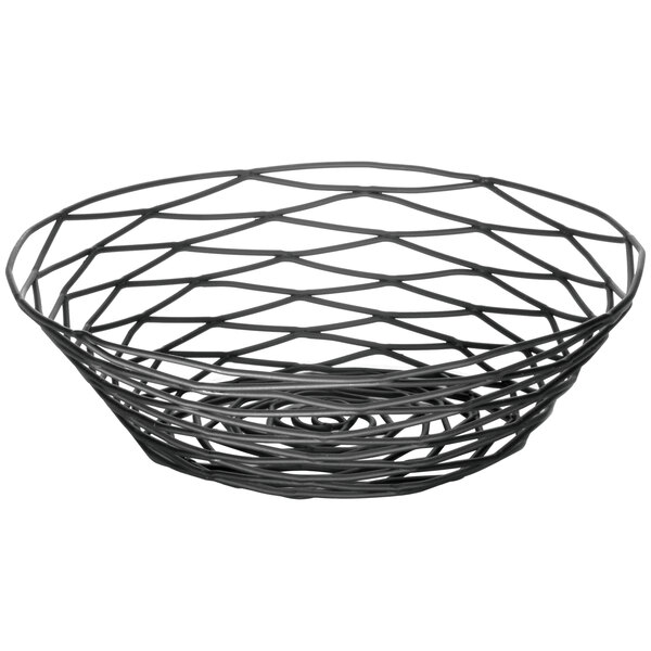 Tablecraft BK17508 Artisan Round Black Wire Basket - 8" x 2"