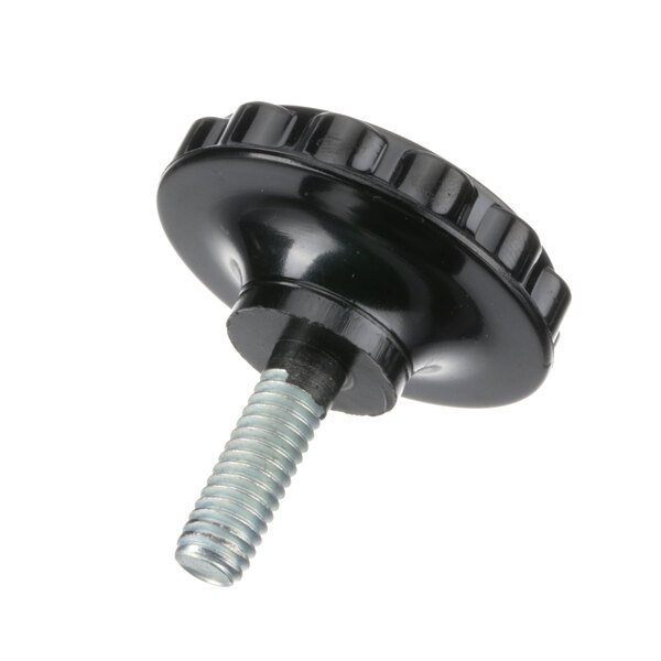 A black plastic Hobart knob with a screw.