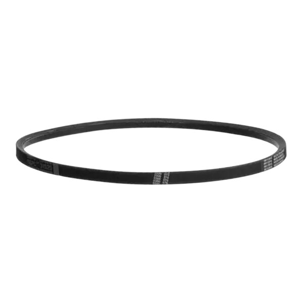 A black rubber belt with a white stripe.