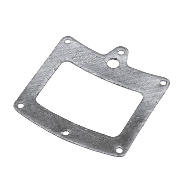 A metal gasket with a hole in it.