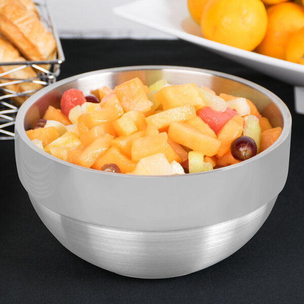 Vollrath 46667 3.4 Qt. Double Wall Stainless Steel Round Satin-Finished Serving Bowl