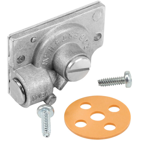 A Bakers Pride AS-M1260A natural gas regulator kit with a metal circle, screws, and nuts.