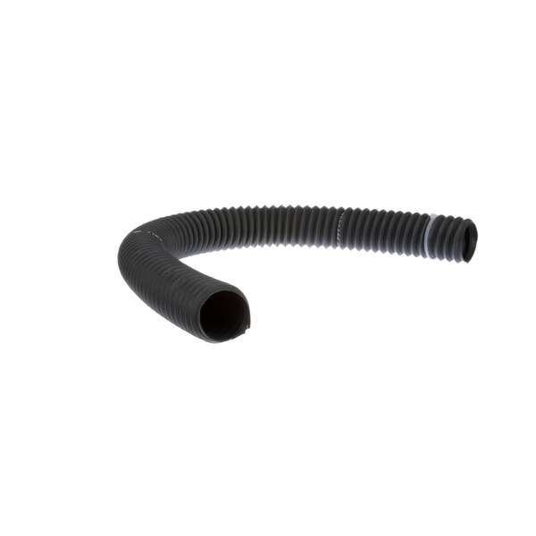 A black corrugated plastic hose with a long end.