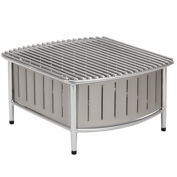 A Vollrath natural small buffet station with a wire grill on a metal square object.
