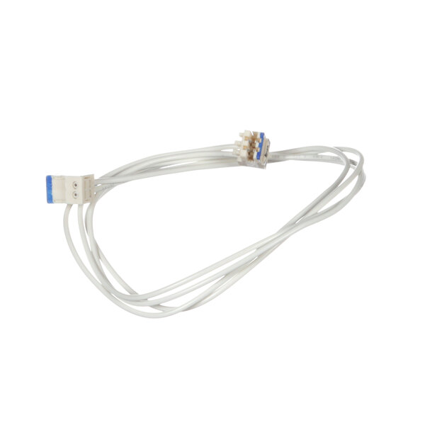 A white Rational connecting cable with blue connectors.