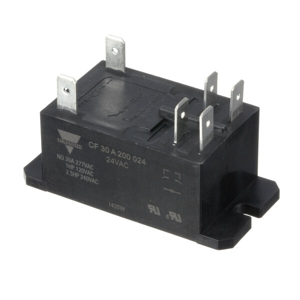 A black Nieco 4418 relay with two metal terminals.