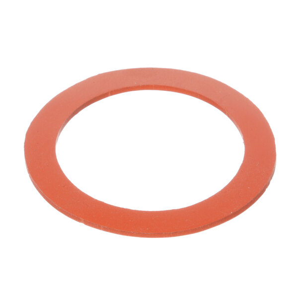 An orange rubber gasket with a round shape.
