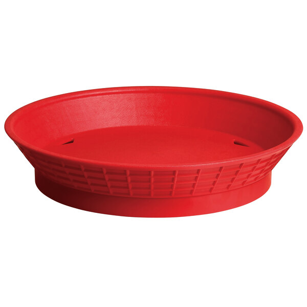 Tablecraft 157510R 10 1/2" Red Plastic Diner Platter / Fast Food Basket with Base - 12/Pack