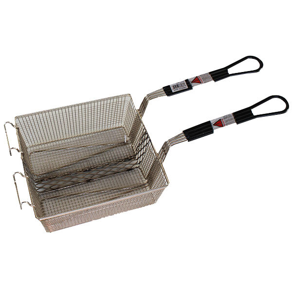 R & V Works Double 11" x 10" x 4" Fryer Basket with Front Hooks