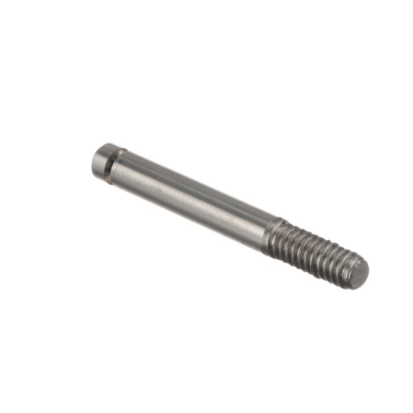 A close-up of a metal rod with a screw on the end.