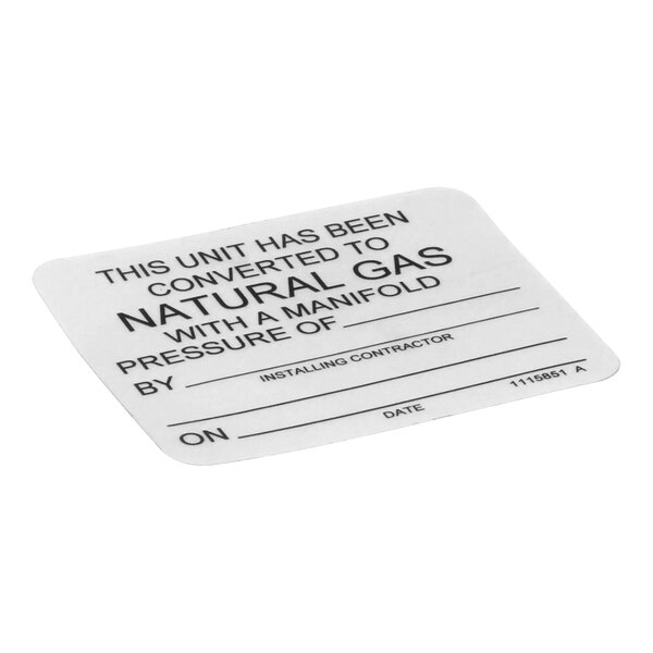 A white label with black text reading "Propane To Natural Gas C"
