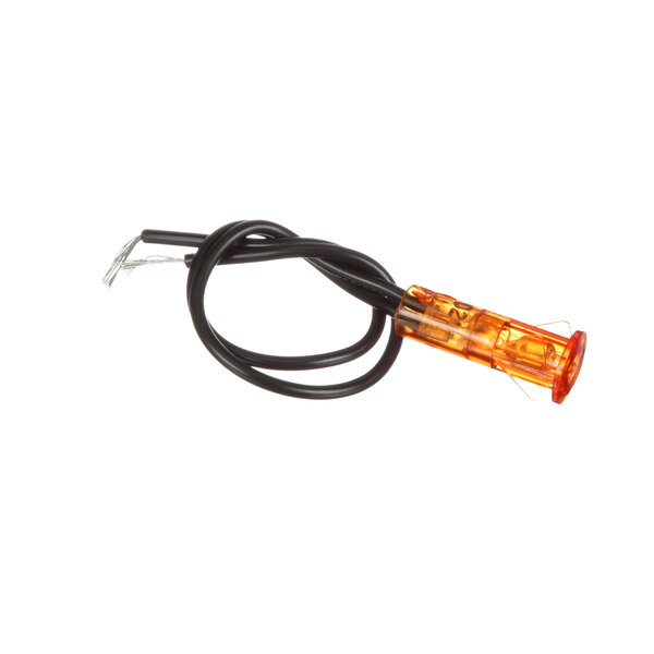 The amber indicator light for a Montague broiler with a black cable.