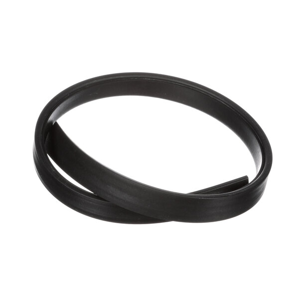 A black rubber seal on a white background.