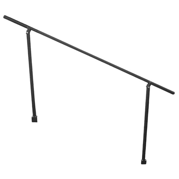 A black metal side guardrail for National Public Seating 3-level Trans-Port risers.