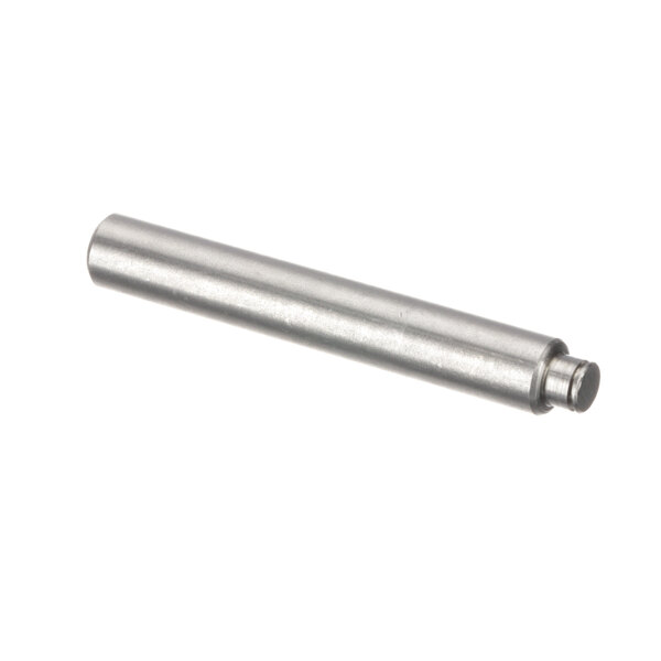 A metal cylinder on a white background with a metal pin sticking out of one end.