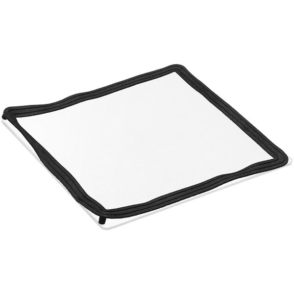 A white square with black trim with the words "Stir Plate & Seal Servic" in black.