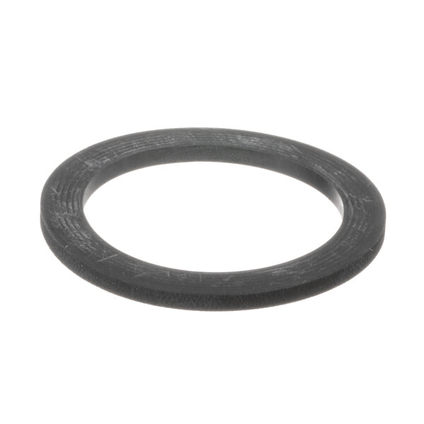 A black rubber washer on a white background.