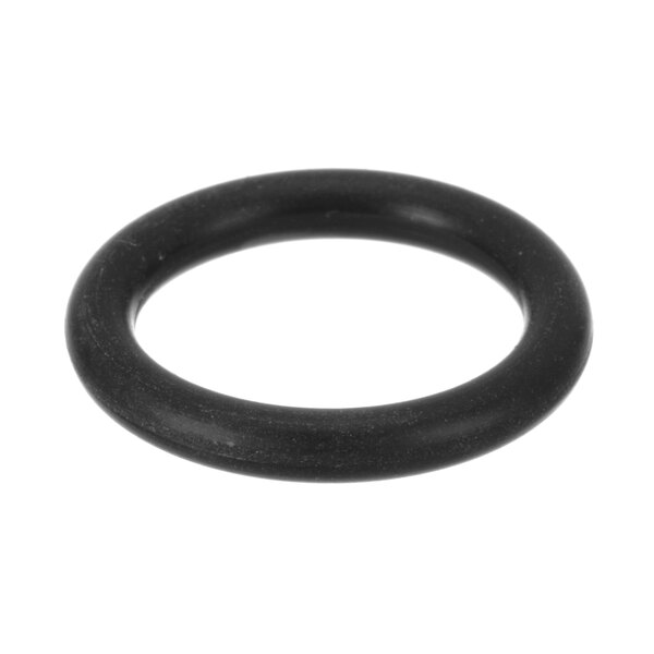 A black rubber O-Ring with a white background.