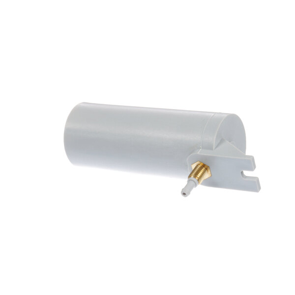 A white tube with a gold connector.