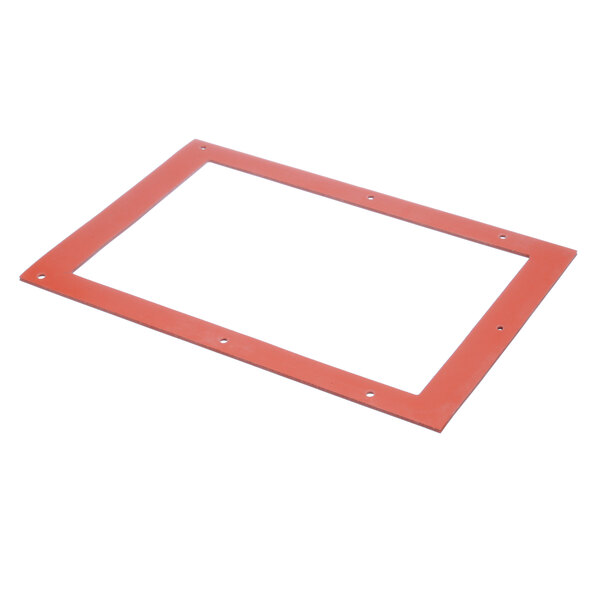 An orange plastic rectangular frame with holes.