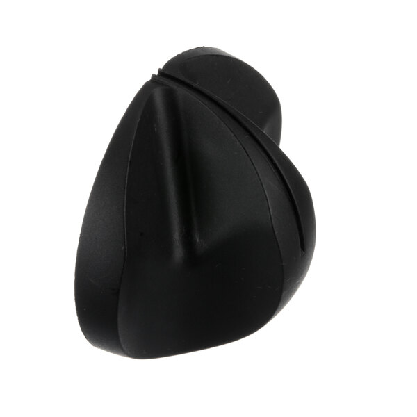 A black plastic Univex knob with a hole in it.