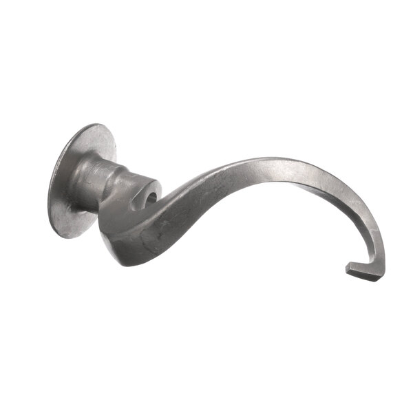 A close-up of the metal curved design of a Univex dough hook.