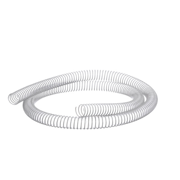A white spiral hose with a metal spring inside.