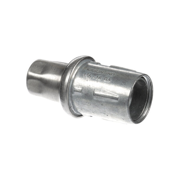 A metal cylinder with a metal cap on one end.