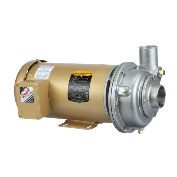 A gold and white Champion pump and motor assembly.