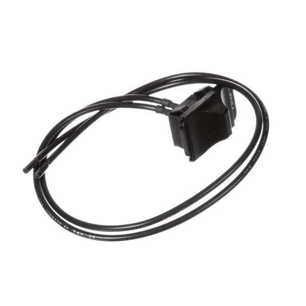 A black cable with a black cover and a connector on the end.