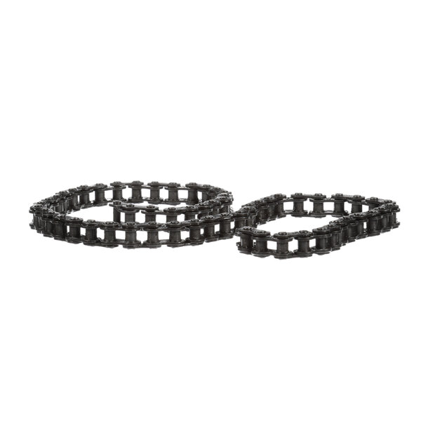 Two black chains on a white background.