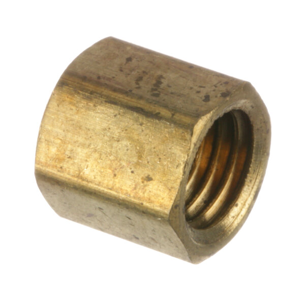 A close-up of a brass Southbend nut.
