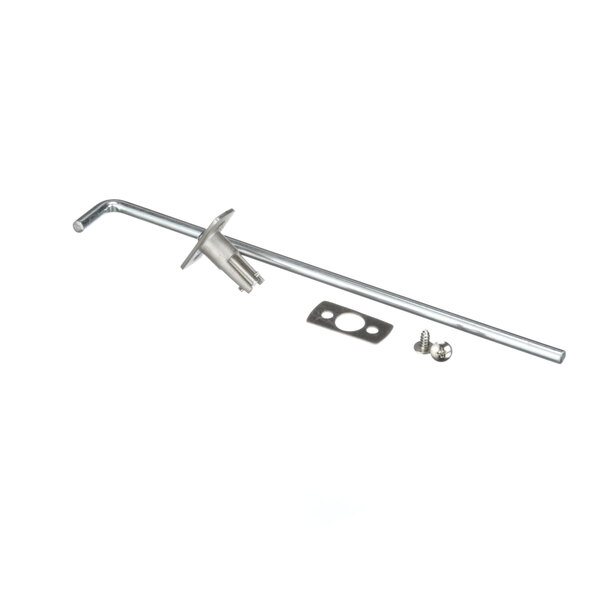 A stainless steel metal rod with screws and bolts.