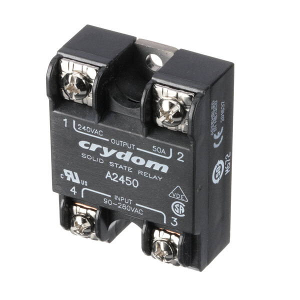 A black Marshall Air solid state relay with silver screws.