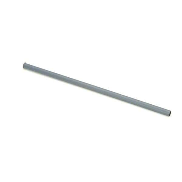 A long grey metal rod with a white background.