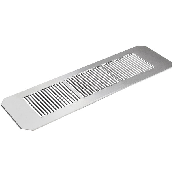 A stainless steel Taylor Splash Shield vent grate with holes.