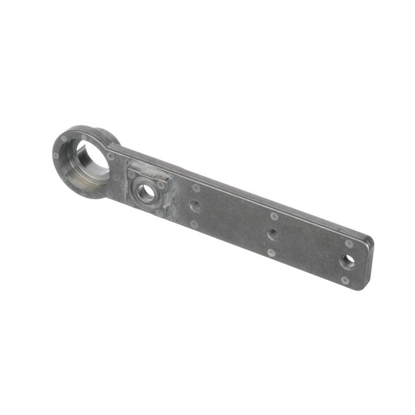 A metal Rondo right roller bracket with two holes.