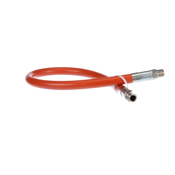 An orange hose with a metal connector.