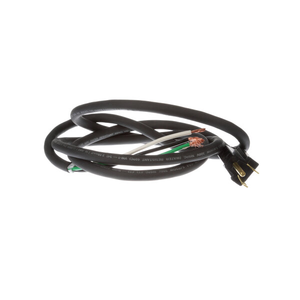 A black US Range electrical cord with two wires and a green plug.