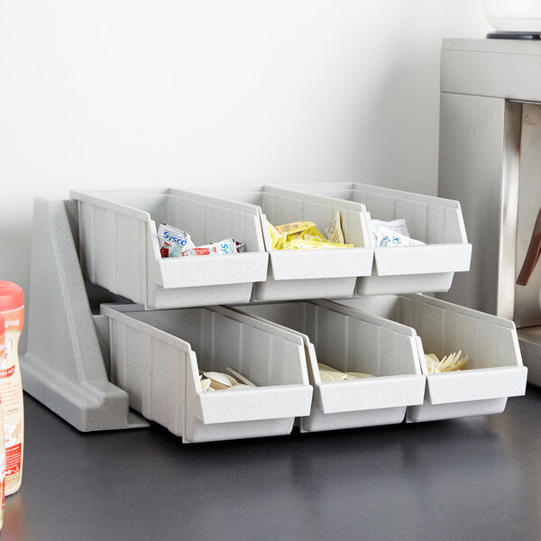 Cambro 6RS6480 Speckled Gray Versa Self Serve Condiment Bin Stand Set ...