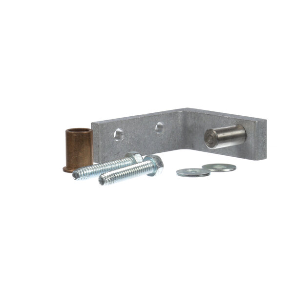 A metal True Refrigeration hinge top with screws and nuts.