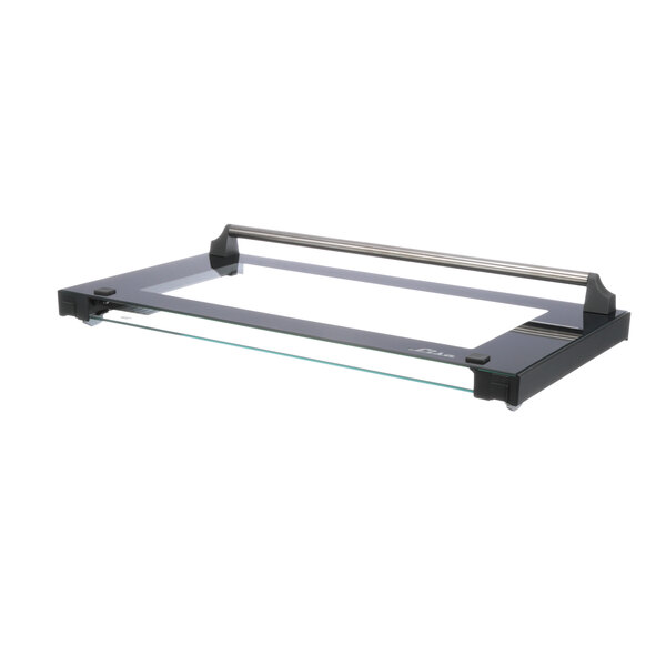 A glass shelf with a metal frame designed for a Cadco convection oven.
