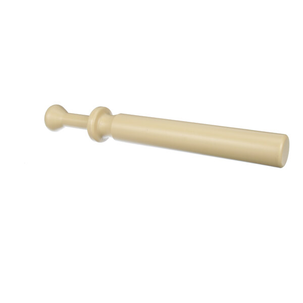 A white plastic baton with a beige wooden handle.