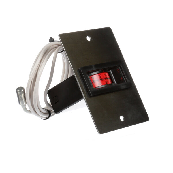 A black rectangular object with a switch and a red light.