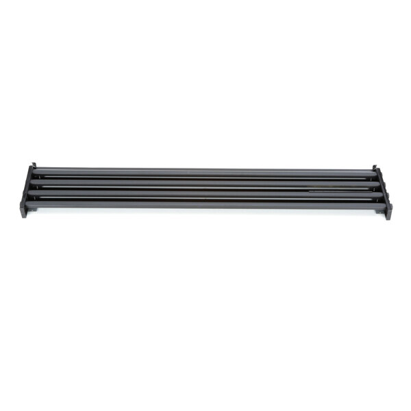 A black metal True Refrigeration front grille with four bars.