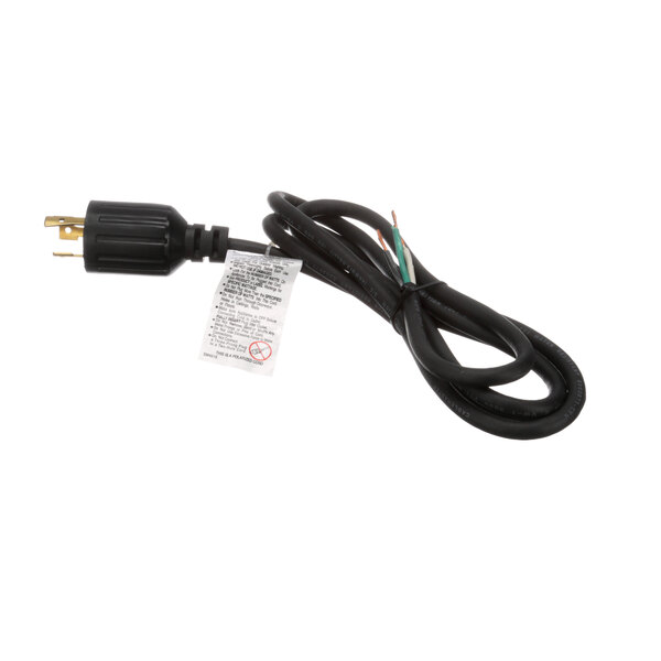 A black Middleby Marshall power cord with a white label.