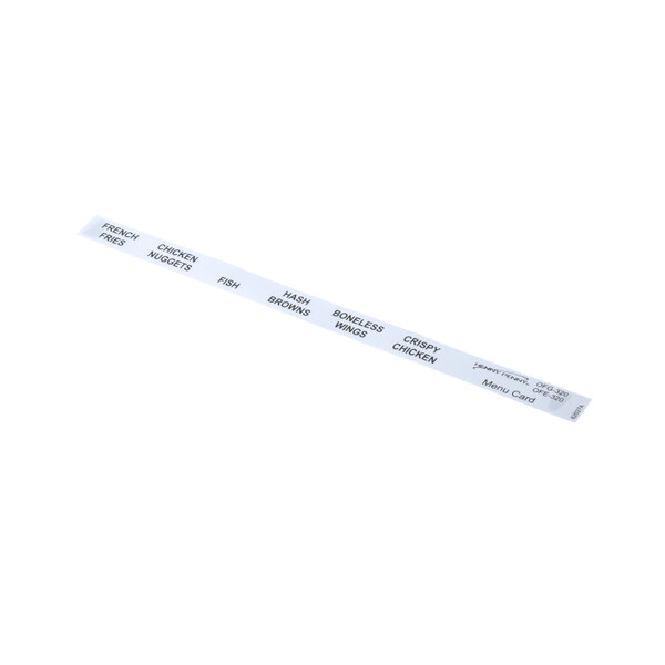 A white strip with black text that says "Henny Penny MENU CARD"