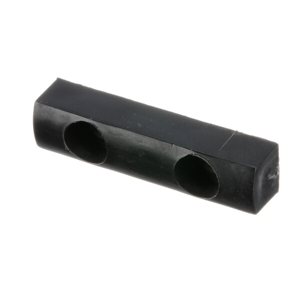 A black plastic slide with holes.